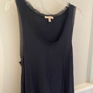 Black XS Bordeaux sleeveless top with sheer ruffle at bottom